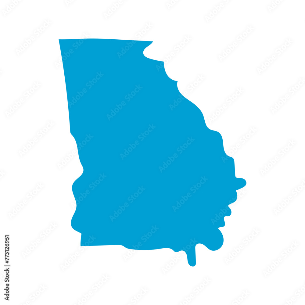 Georgia United States Map Design Elements Vector Illustration with Silhouettes and Geographic Boundary