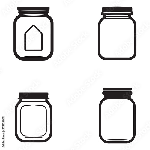 Mason jar icon set . vector illustration