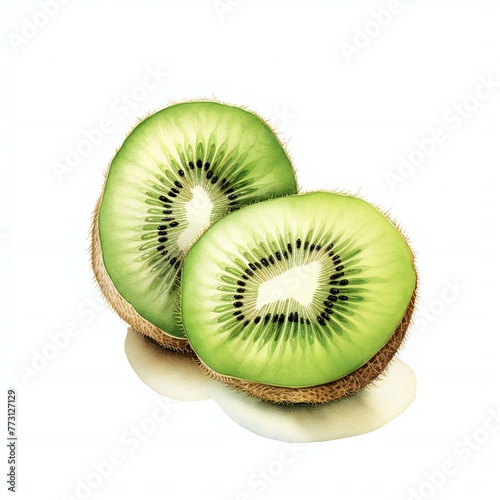 watercolor kiwi fruit in white background