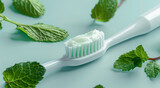Fresh Mint Toothpaste on Toothbrush, Minty Clean Dental Concept