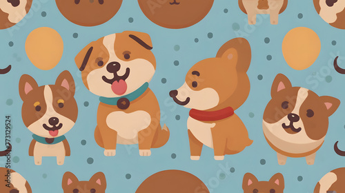 Cartoon Animal Pattern with Dogs
