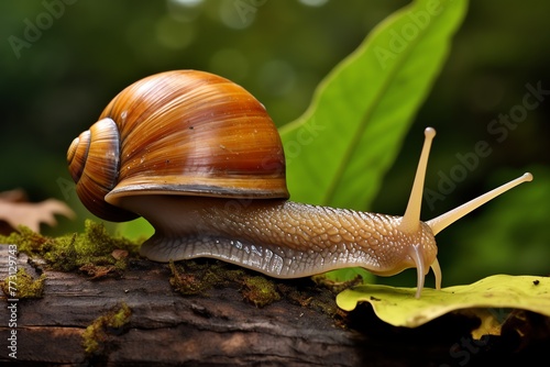 a snail on a log
