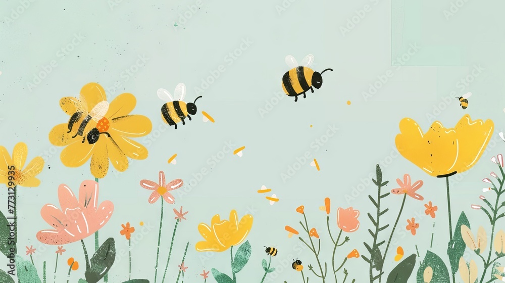 Vivid GIF of bees pollinating flowers, stressing the significance of preserving biodiversity and environmental sustainability. Vivid GIF of bees pollinating flowers, stressing the significance of preserving biodiversity and environmental sustainability.