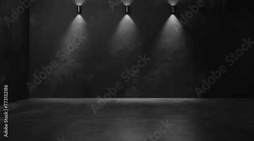 Captivating Black Wall with Spotlight Ambiance for Microstock Image