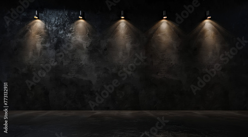 Black Background Enhanced by Wall Spotlight, Perfect for Microstock