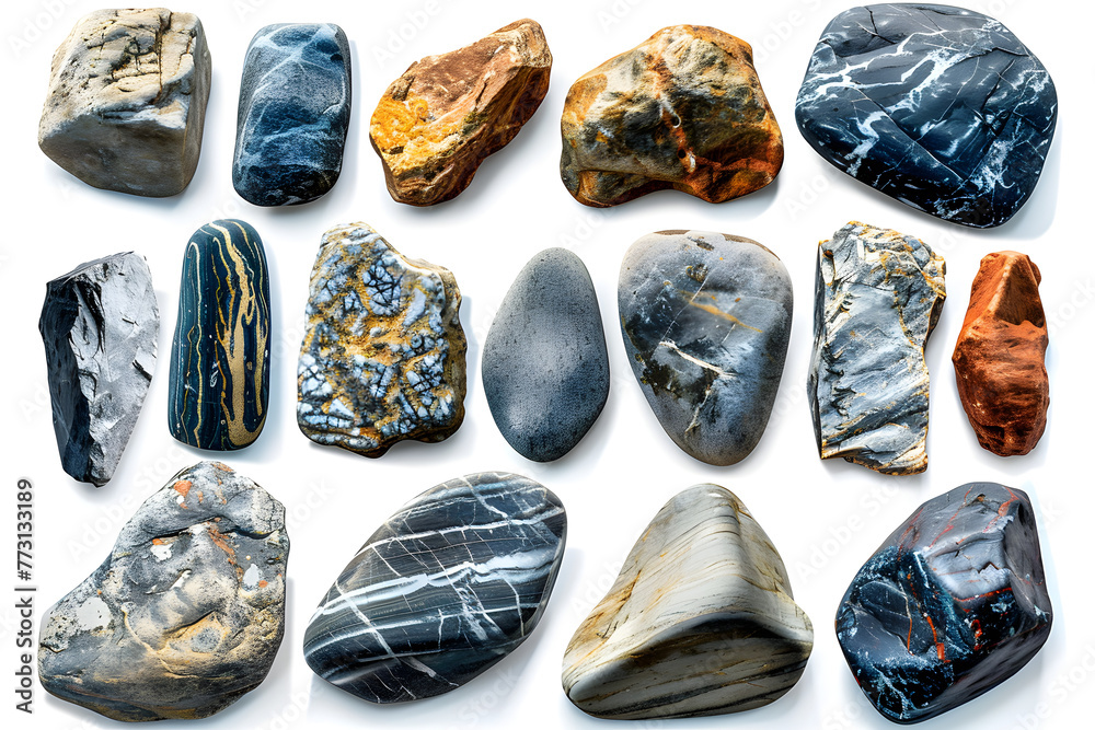 A collection of rocks with different colors and textures. Generative AI A collection of rocks with different colors and textures. Generative AI