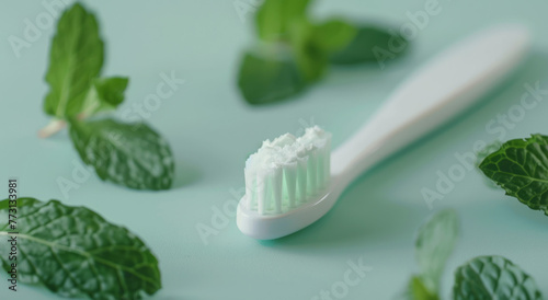 Fresh Mint Toothpaste Brush Closeup for Dental Hygiene