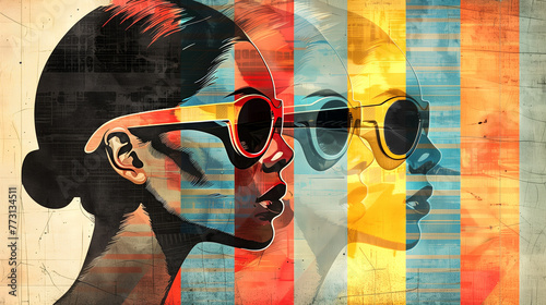 Art poster, woman with glasses © DinoBlue