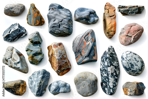 A collection of rocks with different colors and textures. Generative AI