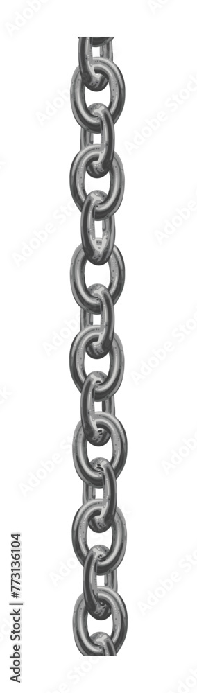 Metal chain collections. Iron steel or silver chains set. Silver shein. Vector illustration metallic border on white background for elegant ladies dress