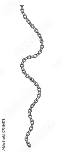 Metal chain collections. Iron steel or silver chains set. Silver shein. Vector illustration metallic border on white background for elegant ladies dress