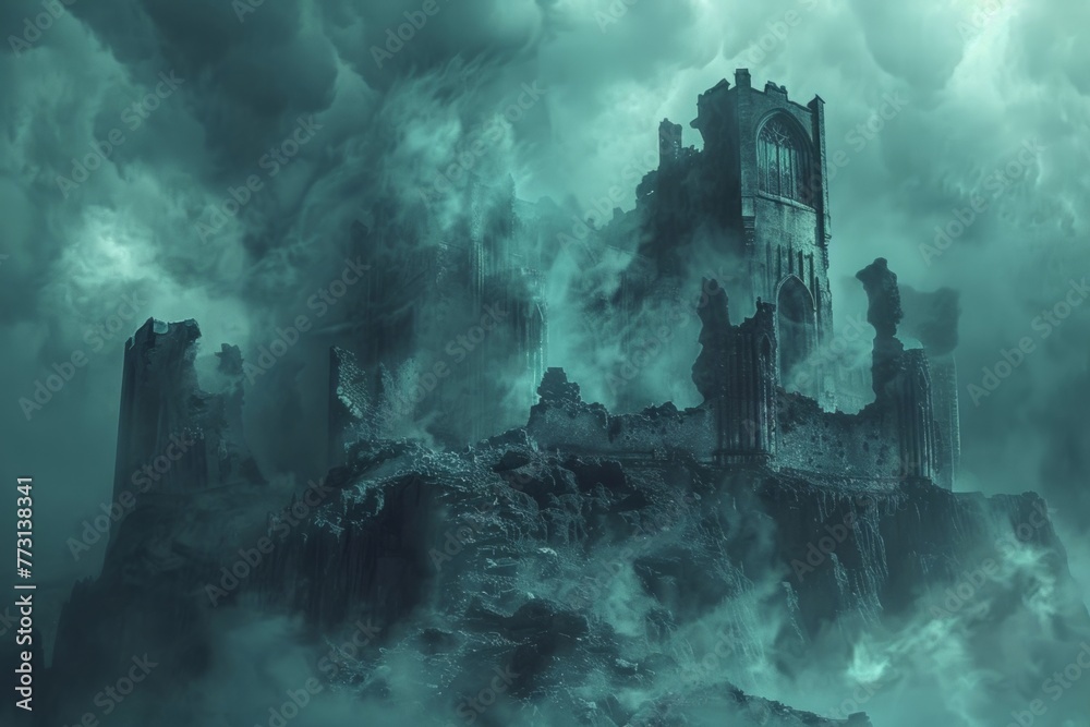 The ghostly figure of the undead king hovers menacingly above the crumbling remains of his once mighty castle, his ethereal form a haunting reminder of a long-lost kingdom. The ghostly figure of the undead king hovers menacingly above the crumbling remains of his once mighty castle, his ethereal form a haunting reminder of a long-lost kingdom.