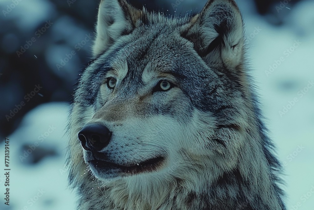 Ethereal Encounter: A Majestic Wolf Roaming the Snowscape Ethereal Encounter: A Majestic Wolf Roaming the Snowscape