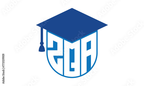 ZQA initial letter academic logo design vector template. school college logo, university logo, graduation cap logo, institute logo, educational logo, library logo, teaching logo, book shop, varsity