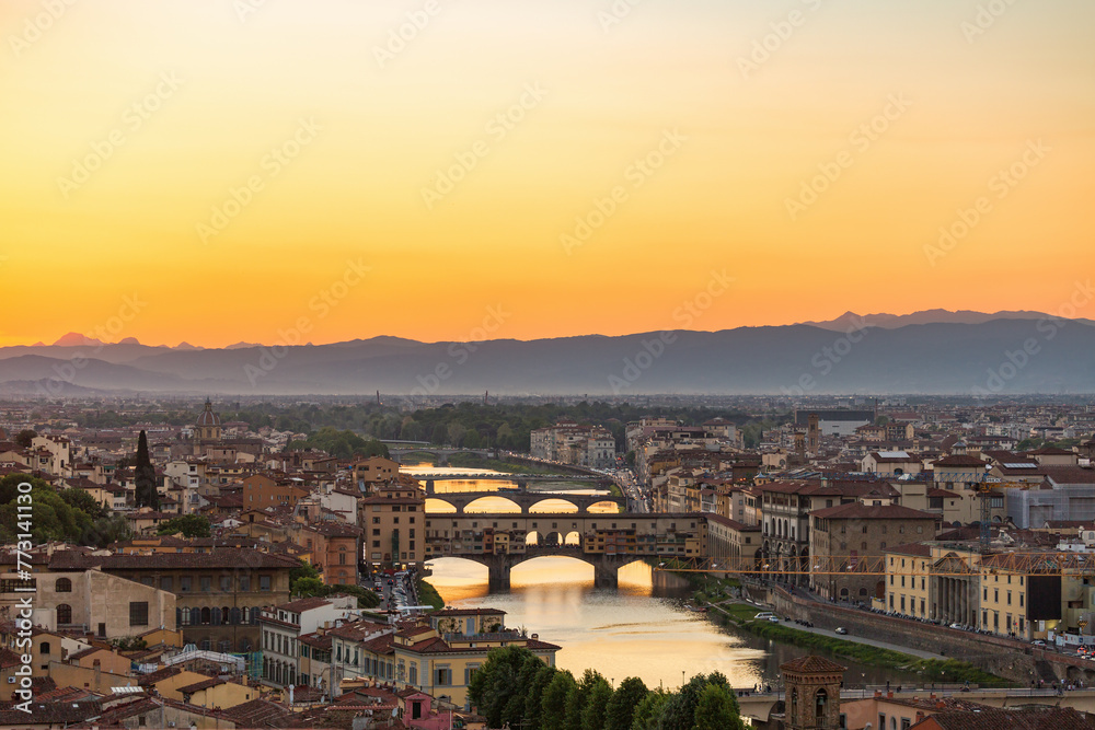 View at Florence in sunset