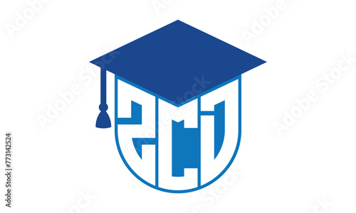 ZCD initial letter academic logo design vector template. school college logo, university logo, graduation cap logo, institute logo, educational logo, library logo, teaching logo, book shop, varsity