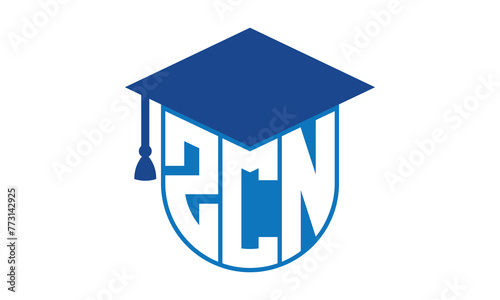ZCN initial letter academic logo design vector template. school college logo, university logo, graduation cap logo, institute logo, educational logo, library logo, teaching logo, book shop, varsity