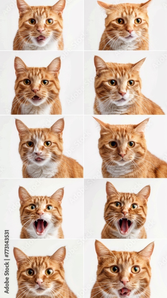 A series of pictures of a cat with different expressions