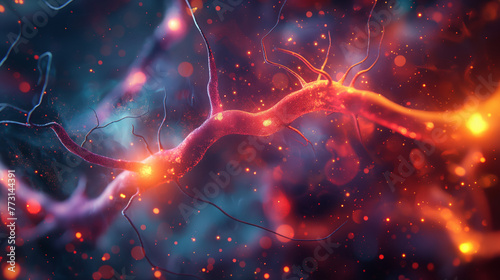 A picture of the inner workings of an electrically stimulated nerve cell.