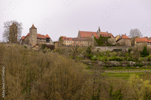 Spring day in the medieval town of Rothenburg ob der Tauber.