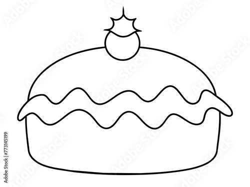 christmas cake single continuous one line out line vector art  drawing  and tattoo design
