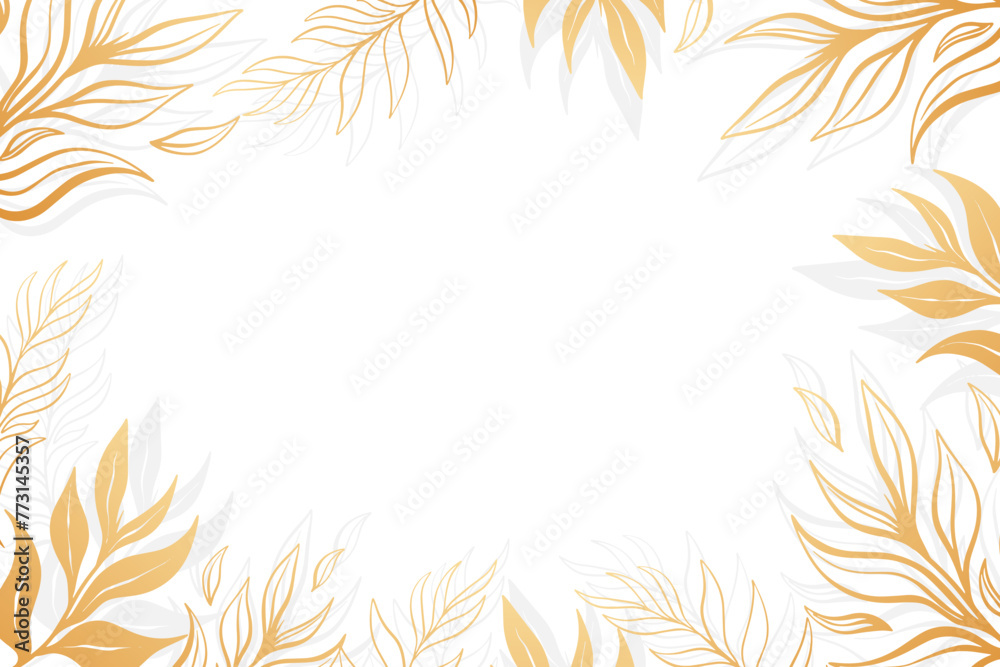 Hand drawn golden floral background