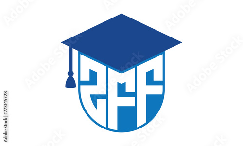 ZFF initial letter academic logo design vector template. school college logo, university logo, graduation cap logo, institute logo, educational logo, library logo, teaching logo, book shop, varsity