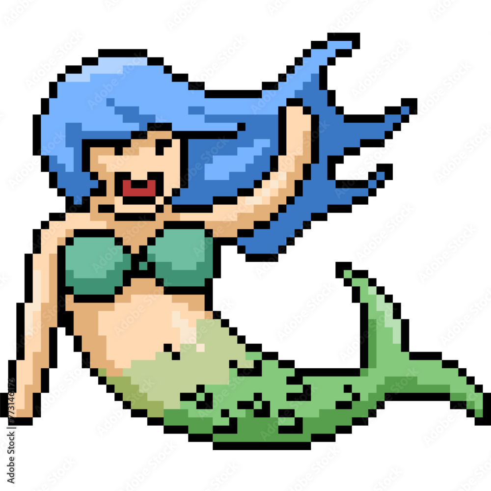 Fototapeta premium pixel art of mermaid girl smile