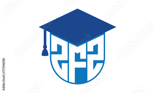 ZFZ initial letter academic logo design vector template. school college logo, university logo, graduation cap logo, institute logo, educational logo, library logo, teaching logo, book shop, varsity