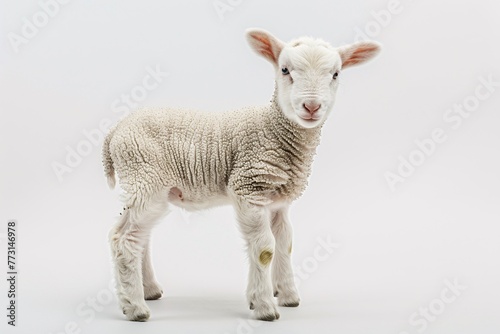 a small white lamb standing