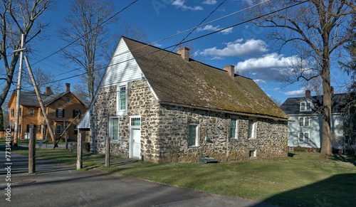 historic traditional huguenot home in new paltz, new york (18th century dutch settlement) brick photo