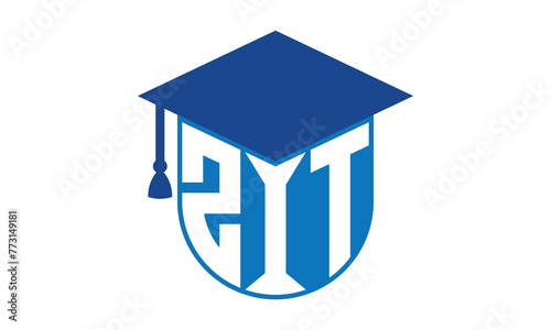 ZIT initial letter academic logo design vector template. school college logo, university logo, graduation cap logo, institute logo, educational logo, library logo, teaching logo, book shop, varsity