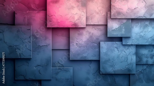 On a soft blue background, abstract rectangles form a high-tech digital concept