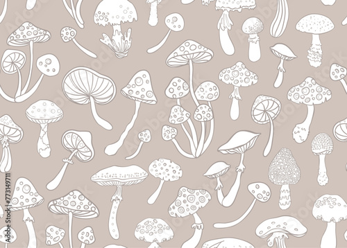 Magic mushrooms. Psychedelic hallucination. Vibrant vector illustration. 60s hippie colorful background, hippie and boho texture. Ttrippy wallpaper.