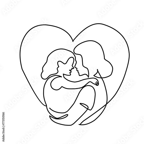 continuous line drawing of Mother day
