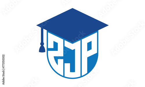 ZJP initial letter academic logo design vector template. school college logo, university logo, graduation cap logo, institute logo, educational logo, library logo, teaching logo, book shop, varsity