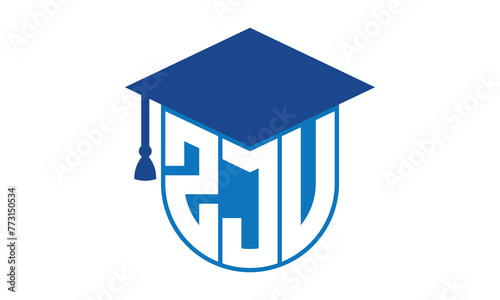 ZJV initial letter academic logo design vector template. school college logo, university logo, graduation cap logo, institute logo, educational logo, library logo, teaching logo, book shop, varsity