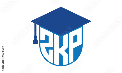 ZKP initial letter academic logo design vector template. school college logo, university logo, graduation cap logo, institute logo, educational logo, library logo, teaching logo, book shop, varsity
