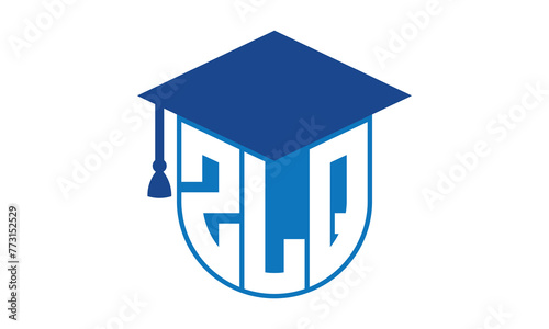 ZLQ initial letter academic logo design vector template. school college logo, university logo, graduation cap logo, institute logo, educational logo, library logo, teaching logo, book shop, varsity