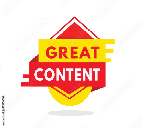 Great content red label icon for announcement, advertising, vector. Flat design template for banner, advertising, announcement.