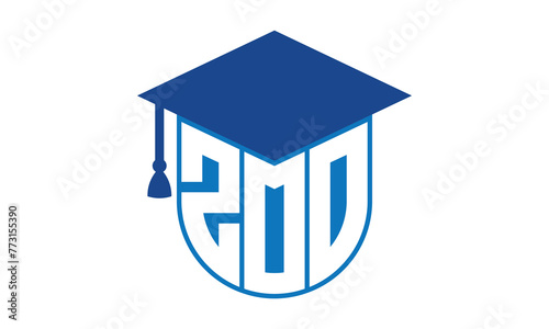 ZOO initial letter academic logo design vector template. school college logo, university logo, graduation cap logo, institute logo, educational logo, library logo, teaching logo, book shop, varsity