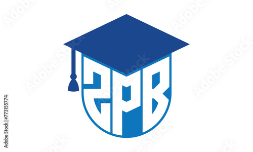 ZPB initial letter academic logo design vector template. school college logo, university logo, graduation cap logo, institute logo, educational logo, library logo, teaching logo, book shop, varsity