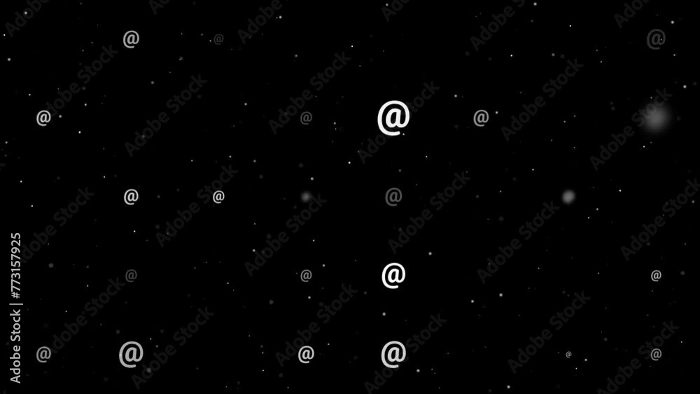 Template animation of evenly spaced at symbols of different sizes and opacity. Animation of transparency and size. Seamless looped 4k animation on black background with stars Template animation of evenly spaced at symbols of different sizes and opacity. Animation of transparency and size. Seamless looped 4k animation on black background with stars