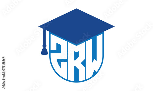 ZRW initial letter academic logo design vector template. school college logo, university logo, graduation cap logo, institute logo, educational logo, library logo, teaching logo, book shop, varsity