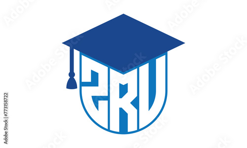 ZRV initial letter academic logo design vector template. school college logo, university logo, graduation cap logo, institute logo, educational logo, library logo, teaching logo, book shop, varsity