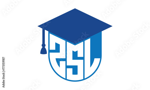 ZSL initial letter academic logo design vector template. school college logo, university logo, graduation cap logo, institute logo, educational logo, library logo, teaching logo, book shop, varsity photo