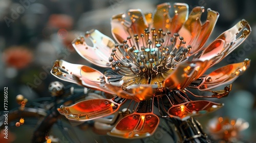 A mechanical flower that blooms in response to sound waves