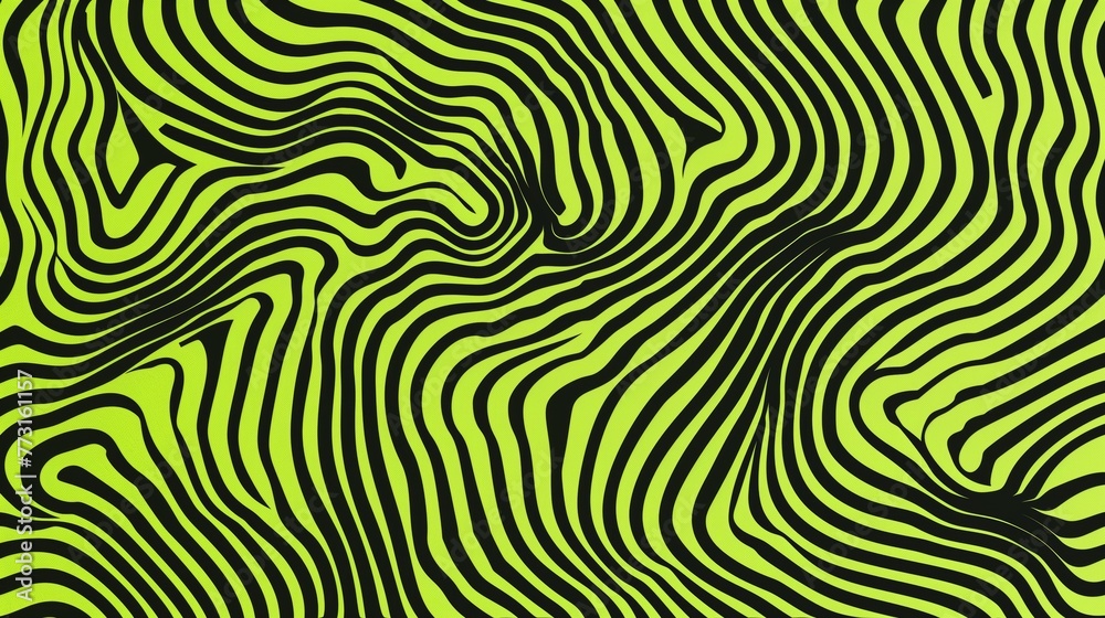 Vibrant Green Wavy Lines in Flow Pattern