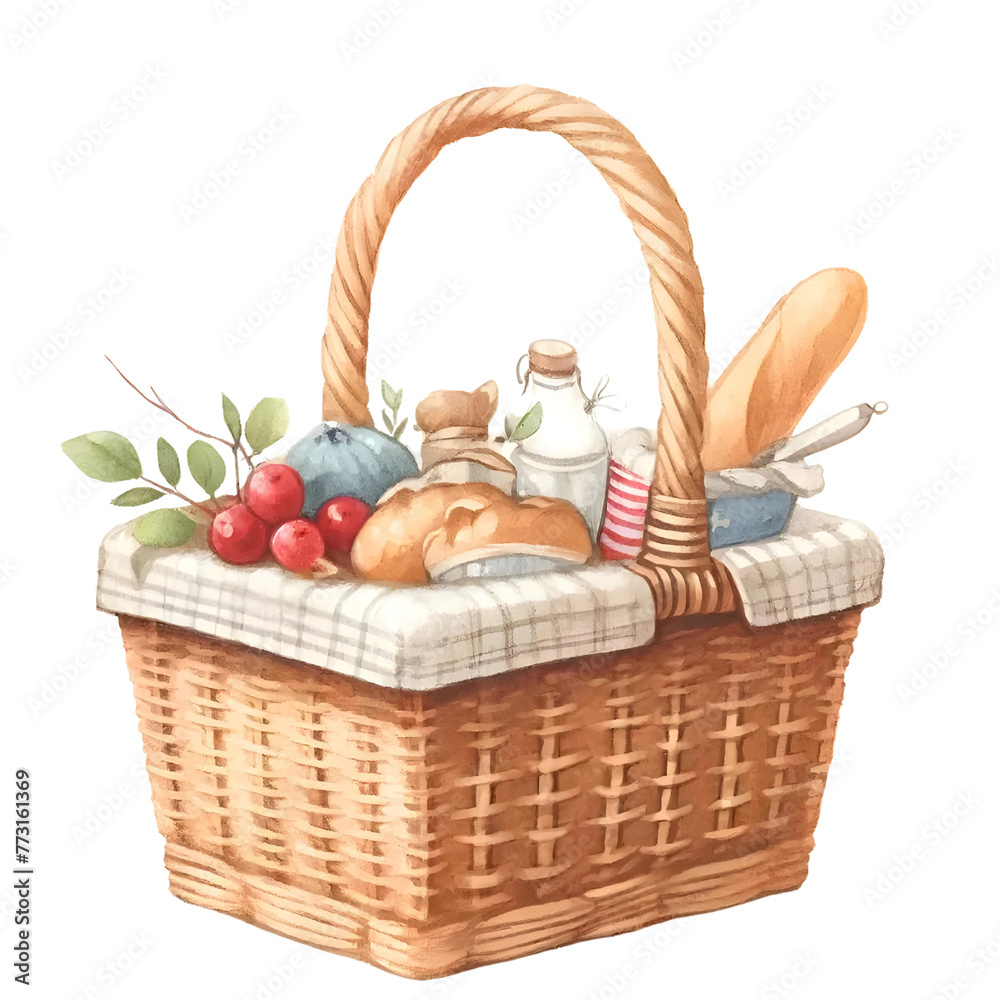 picnic basket, each illustrated on a white background
