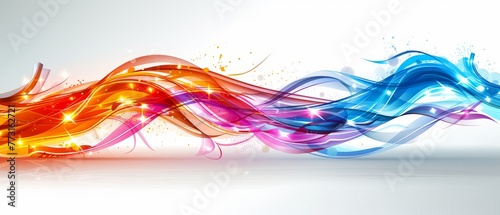  A vibrant abstract backdrop features a radiating wave of light emerging from the image's center, accompanied by a burst of light ascending from its base